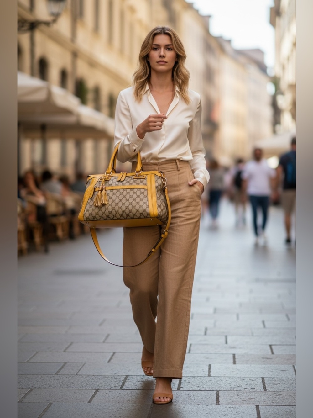 173-24 Preloved Gucci Leather Tassel Bella Two Way Top Handle